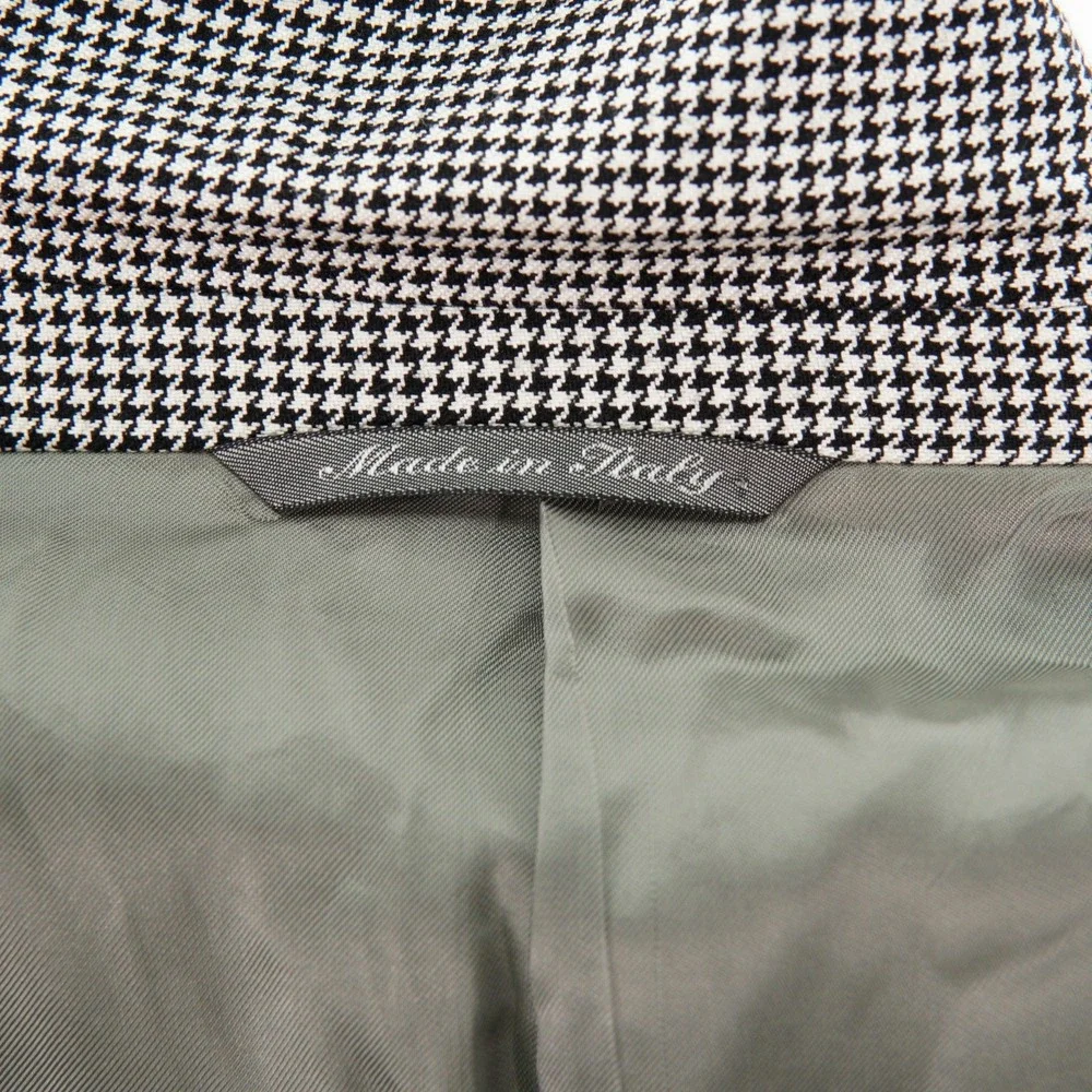 Canali Silk Wool White Black Houndstooth Sport Coat 44L